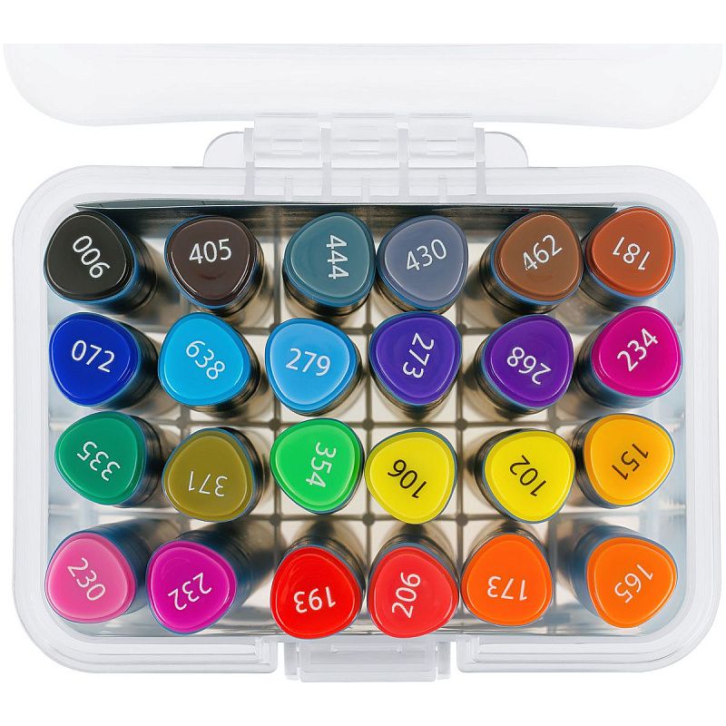 Набор двусторонних маркеров для скетчинга Гамма "Студия" 24цв., основные цвета, корпус трехгранный, пулевид./клиновид. наконечники, пласт.кейс