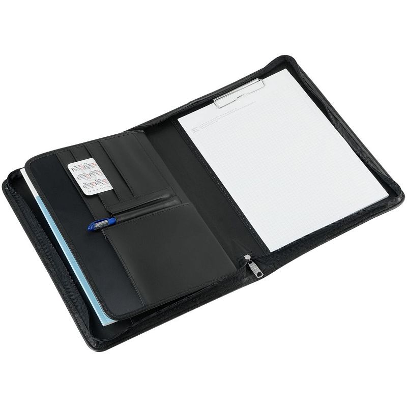 Папка деловая OfficeSpace "Valencia" кожзам., на молнии, зажим для бумаг 