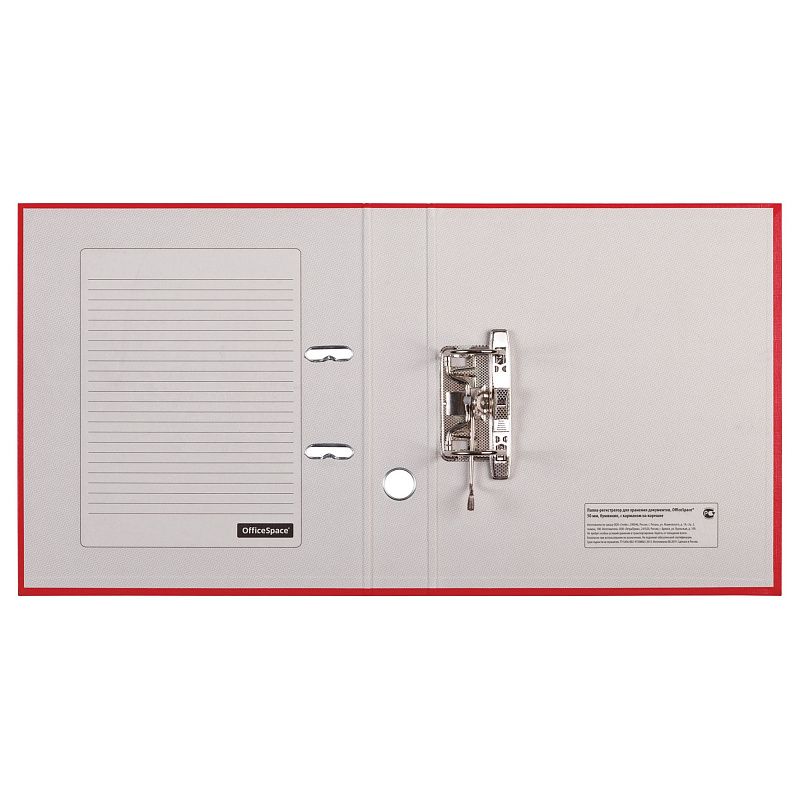 Папка-регистратор OfficeSpace, 50мм, бумвинил, с карманом на корешке, красная 