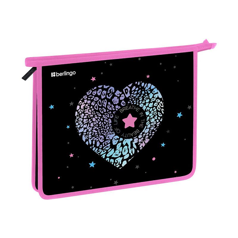 Папка для тетрадей 1 отделение, А5 Berlingo "Beauty", 240*205*40мм, пластик, на молнии