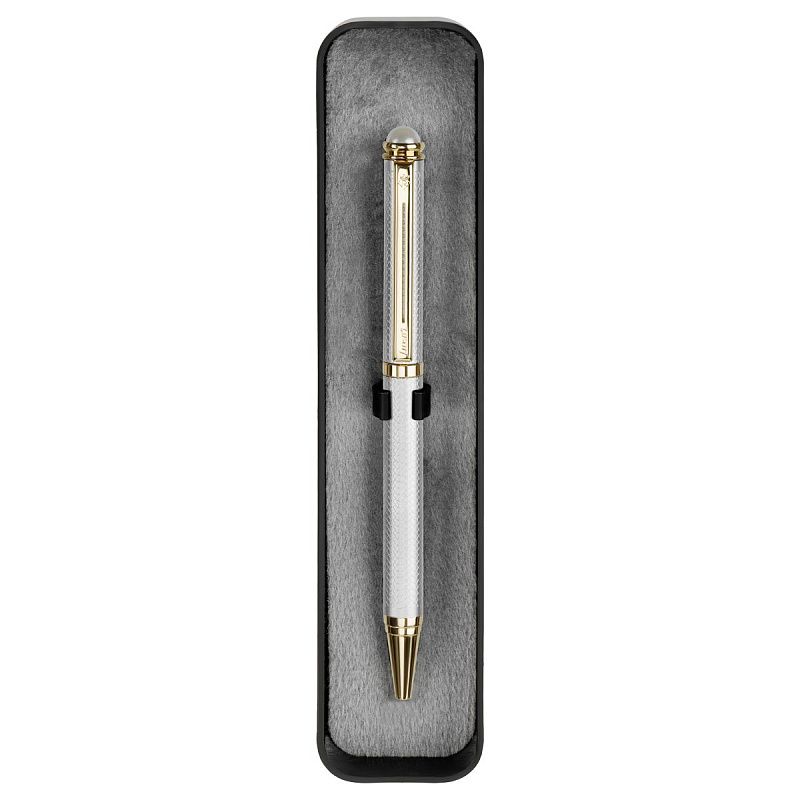 Ручка шариковая Luxor "Ellan" синяя, 1,0мм, корпус серебро/золото, поворотный механизм, футляр 