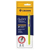 Ручка гелевая Crown "Quick Dry" с быстросохнущими чернилами и антибактериальным грипом, синяя, 0,5мм, корпус ассорти, 1 шт., блистер