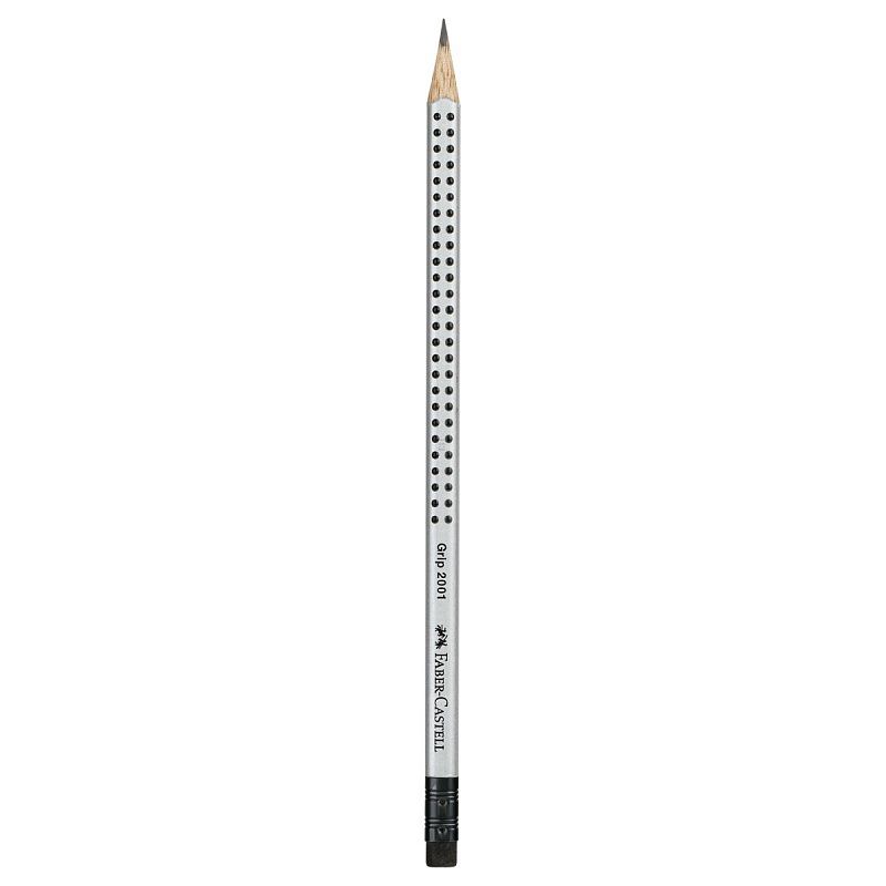Карандаш ч/г Faber-Castell "Grip 2001" HB, с ластиком, трехгранный, заточен. 