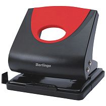 Дырокол Berlingo "Office Soft" 30л., пластиковый, красный, с линейкой