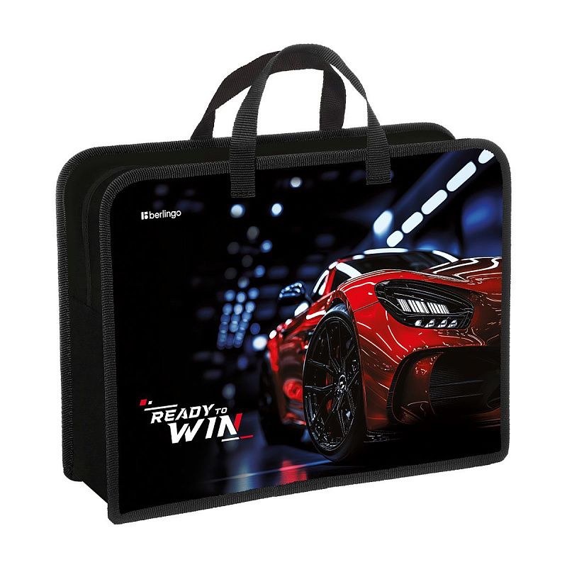 Папка с ручками 1 отделение, А4 Berlingo "Ready to win", 340*245*100мм, пластик, на молнии