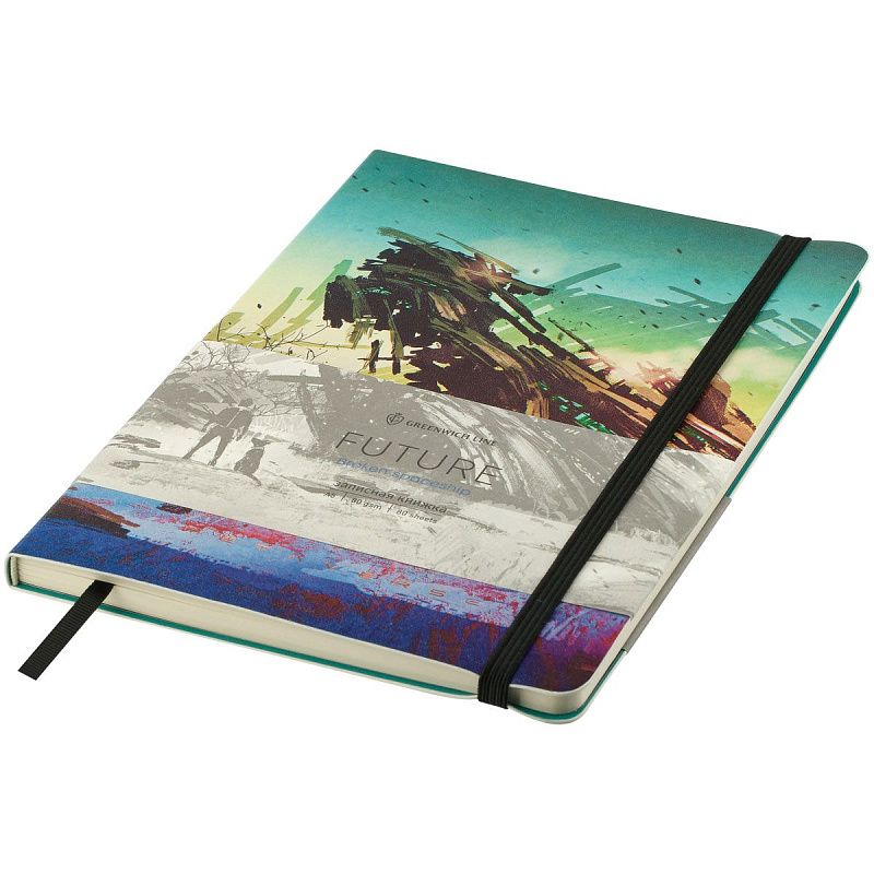 Записная книжка А5 80л. ЛАЙТ, кожзам, Greenwich Line "Future. Broken spaceship", с резинкой, тиснение фольгой, блок в линию