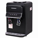 Кулер для воды SONNEN TSE-02WB, настольный, НАГРЕВ/ОХЛАЖДЕНИЕ ЭЛЕКТРОННОЕ, 2 крана, черный, 456174
