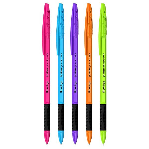 Ручка шариковая Berlingo "Tribase grip color zone" синяя, 0,7мм, грип, ассорти