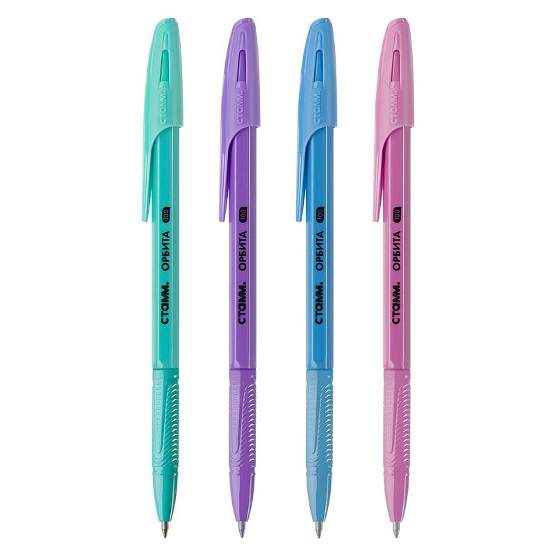 Ручка шариковая СТАММ "Орбита 100" синяя, 0,7мм, пастельный микс, ассорти 