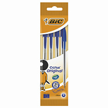 картинка Ручки шариковые BIC "Cristal Original", НАБОР 4 шт., СИНИЕ, узел 1 мм, линия 0,32 мм, пакет, 8308601 от магазина