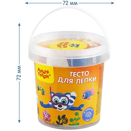 Тесто для лепки Мульти-Пульти "Приключения Енота", 07 цветов*15г, пластиковое ведро