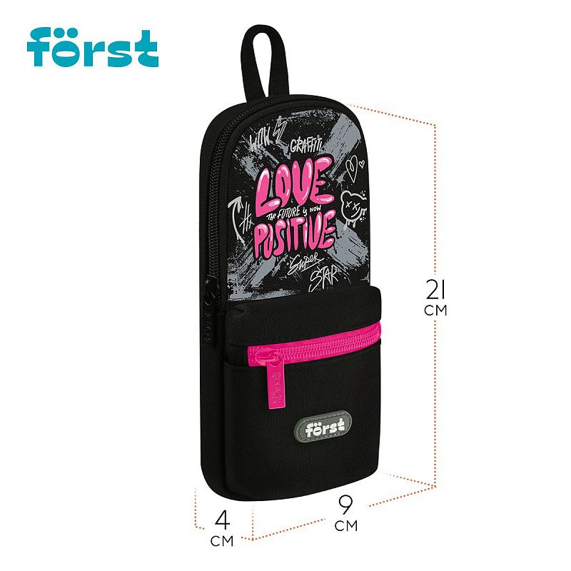 Пенал мягкий 1 отделение, 1 карман, 210*90*40 Först "Love positive", текстиль 