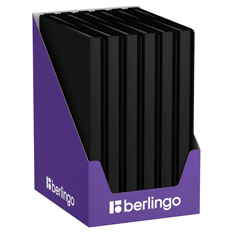 Папка с 20 вкладышами Berlingo "Soft Touch", 17мм, 700мкм, черная, с внутр. карманом 