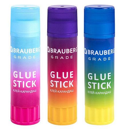 Клей-карандаш 21 г, ВЫГОДНАЯ УПАКОВКА, BRAUBERG GRADE, 3 штуки на блистере, PVP-основа, 271248