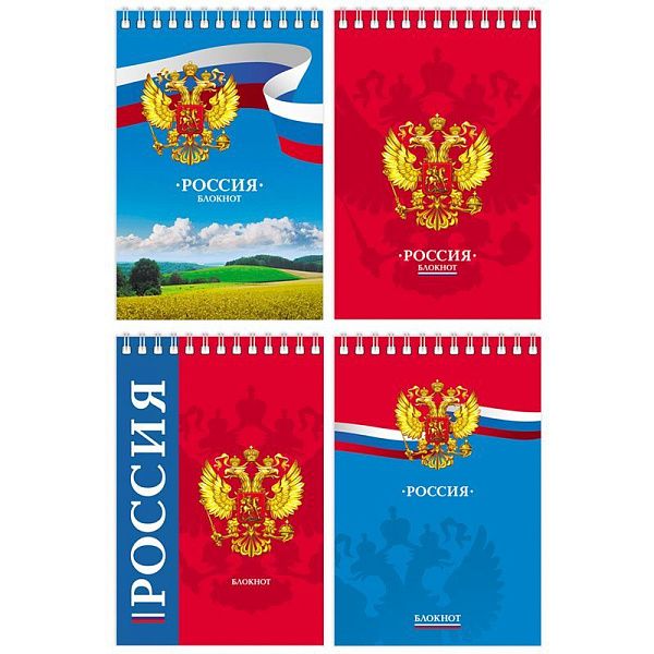 Блокнот А6 60л. на гребне BG "Россия"