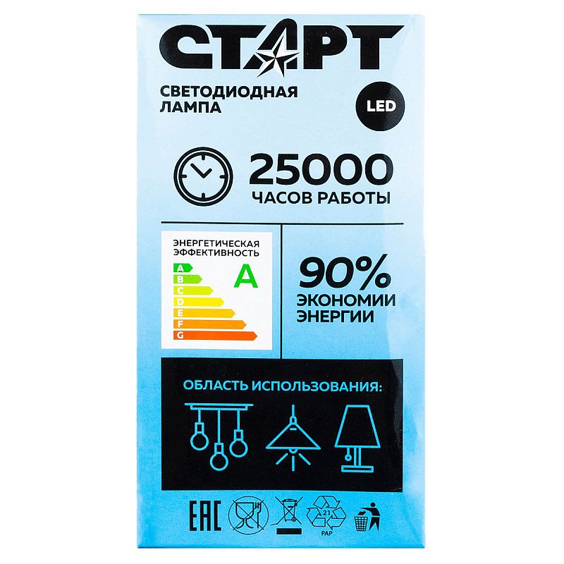 Лампа светодиодная Старт LED, серия "WS" 7W40, тип А "груша", E27, 4000К, нейтральный свет, 25000ч