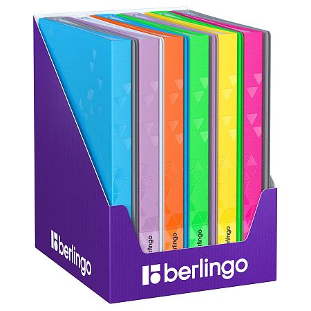 Папка с 40 вкладышами Berlingo ""Neon+Metallic+DoubleWhite"", 24мм, 1000мкм, с внутр. карманом, ассорти 
