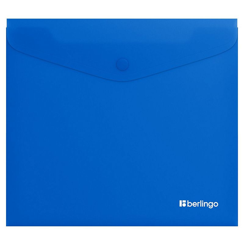 Папка-конверт на кнопке Berlingo "Soft Touch", А5+, 200мкм, софт-тач, синяя