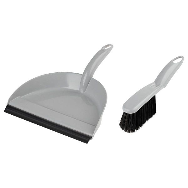 Комплект для уборки OfficeClean щетка-сметка и совок, с резиновой кромкой, ширина 24 см, пластик, серый