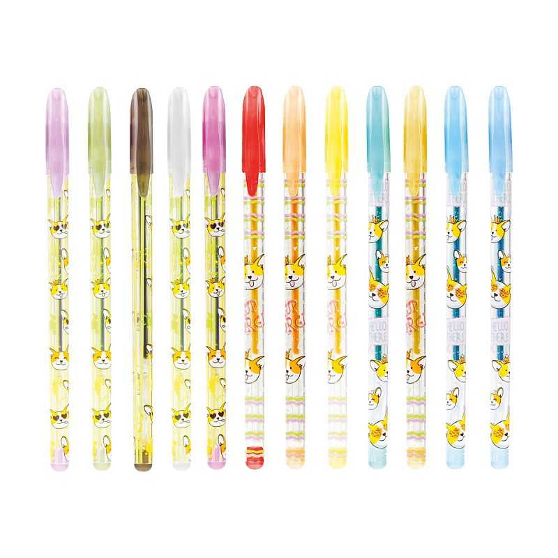 Набор гелевых ручек ArtSpace "Милые зверушки" 12цв., 1,0мм, с блестками, ПВХ чехол 