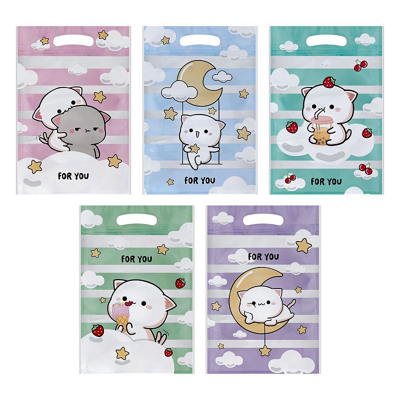 Набор подарочных пакетов 15*22 см, зип-лок, MESHU "Забавные котята", 35шт.