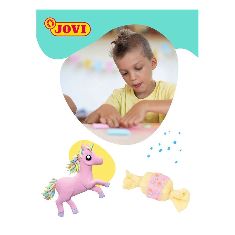 Пластилин JOVI, 6 пастельных цветов, 300г, растительный, картон