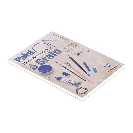 Скетчбук - альбом для смешанных техник 20л., А5 Clairefontaine "Paint ON with grain", на склейке, экстра-белый, 250г/м2