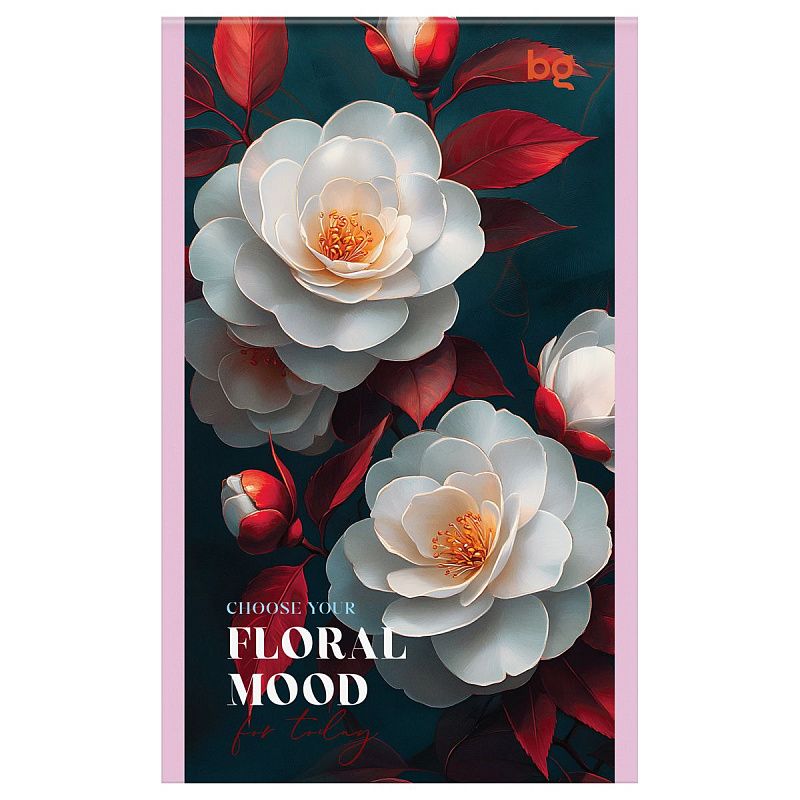 Блокнот А6 32л., на скрепке BG "Floral mood", блестки
