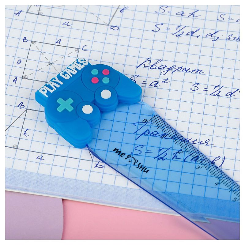 Линейка с топпером 12см MESHU "Play Game", пластиковая, европодвес 