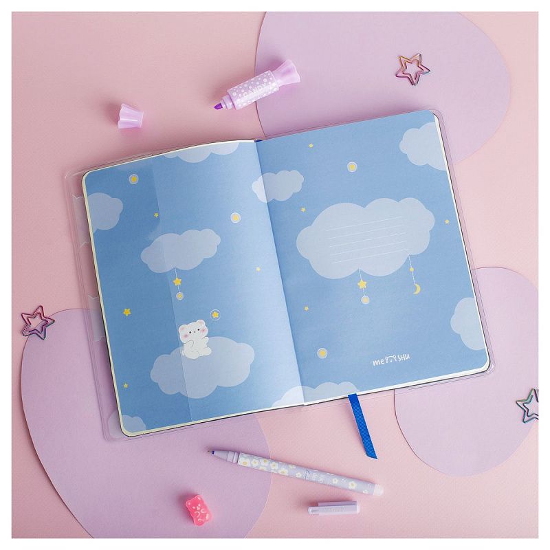Записная книжка А5 80л., ЛАЙТ, кожзам, MESHU "Cutestar", съемная пластиковая обложка с дизайном, пантон, белила, блок в линию