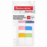 Закладки клейкие пастельные BRAUBERG PASTEL, пластиковые, 45х25 мм, 6 цв. х 20 листов, 115580