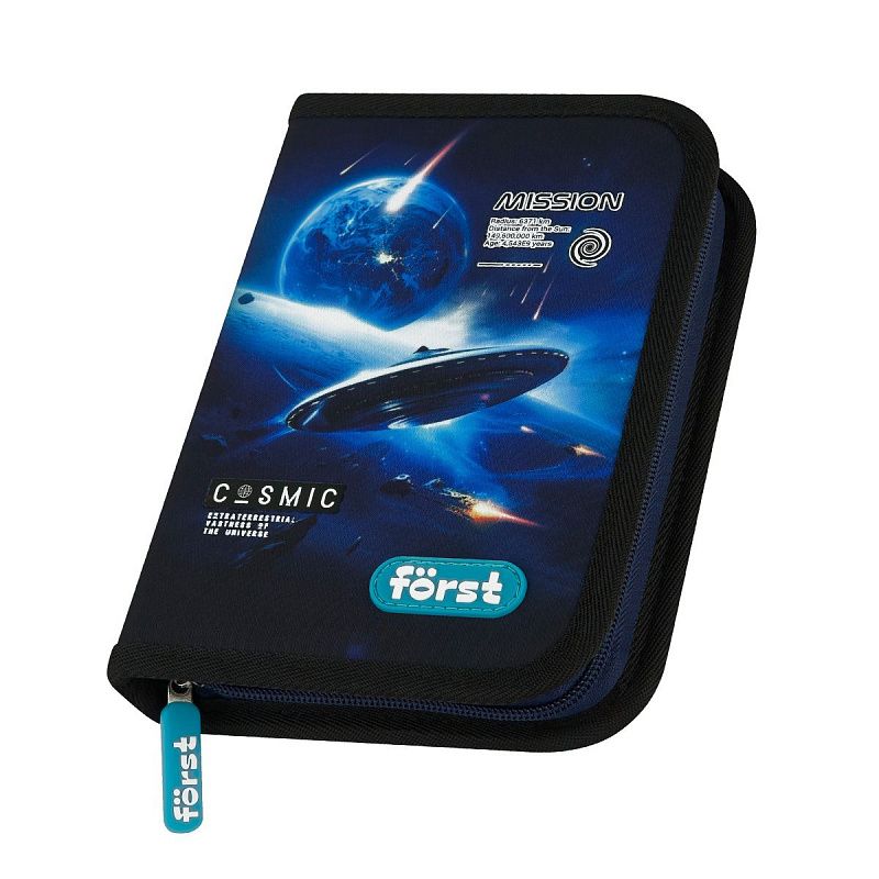 Пенал 1 отделение, 200*140*40 Först "Cosmic", дополнительная откидная секция, полиэстер