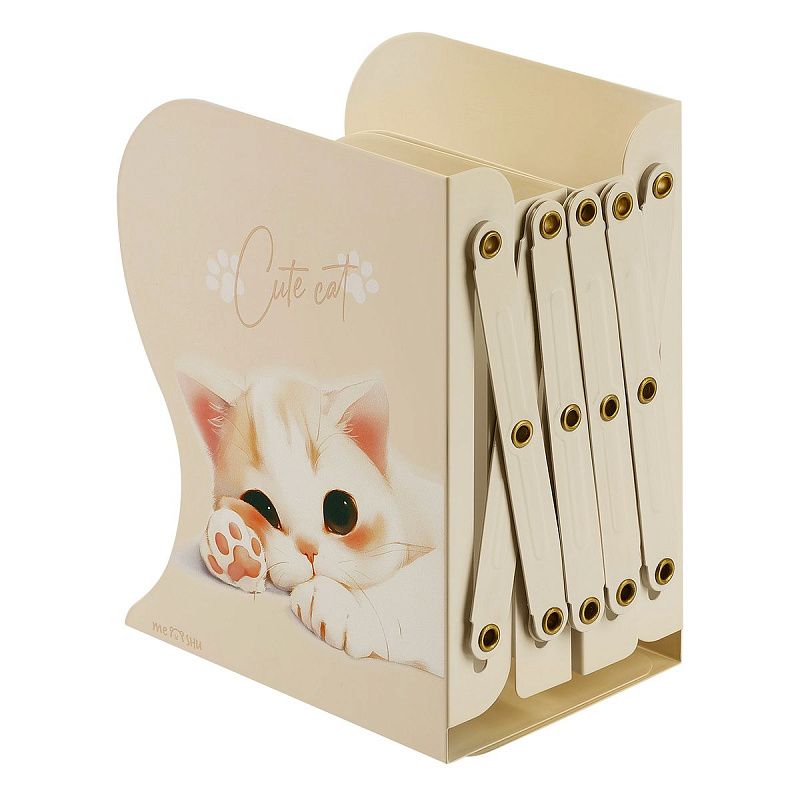 Подставка для книг MESHU "Cute Cat", металлическая, 3 отделения, раздвижная 