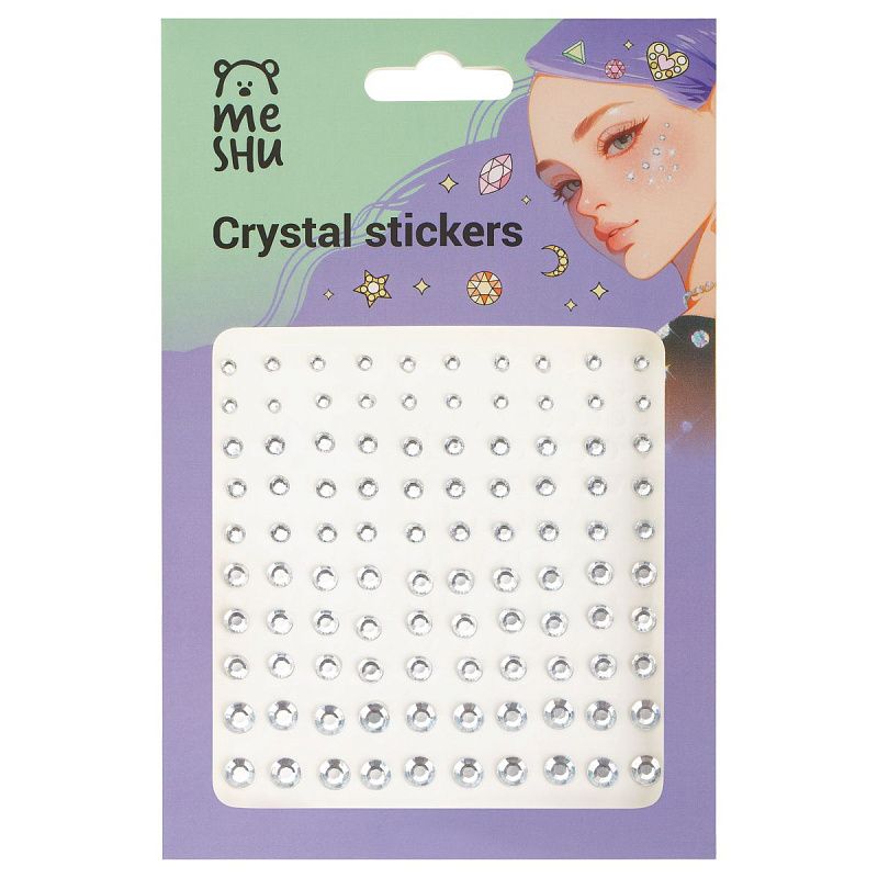 Наклейки акриловые MESHU,"Silver rain", 100 наклеек, инд. уп., европодвес
