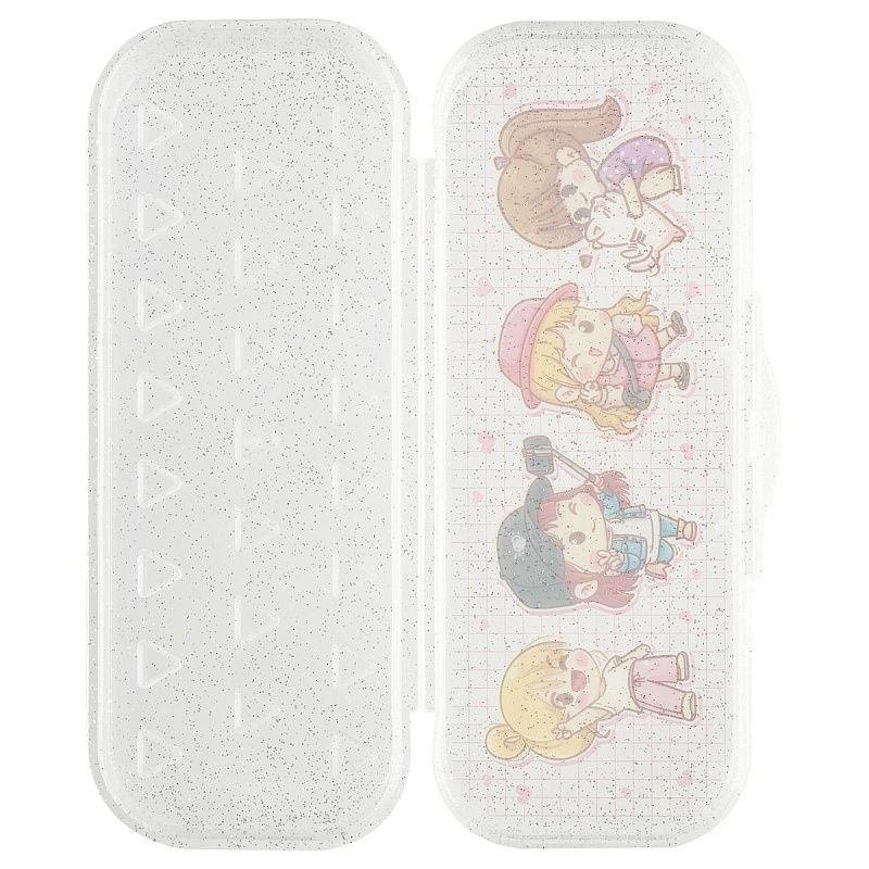 Пенал-футляр, 215*90*43 СТАММ "Подружки", прозрачный с блестками 