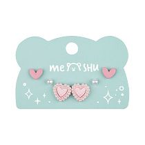 Серьги MESHU, бижутерия, розовые, 3 пары, европодвес