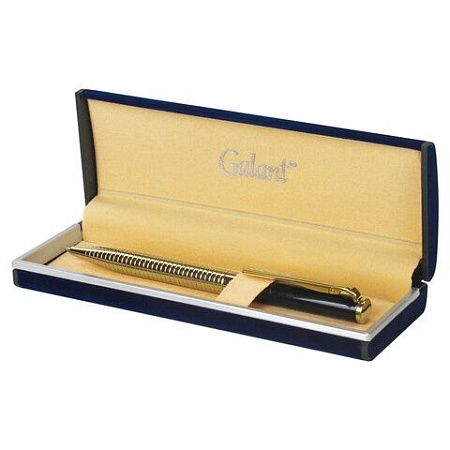 Ручка подарочная шариковая GALANT "Black Melbourne", корпус золотистый с черным, золотистые детали, пишущий узел 0,7 мм, синяя, 141356 