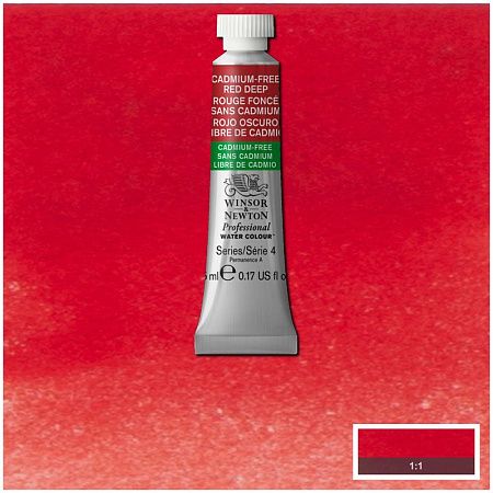 Акварель художественная Winsor&Newton "Professional", 5мл, туба, №895 бескадмиевый красный насыщенный
