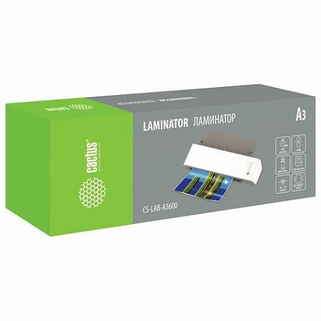 Ламинатор CACTUS CS-LAB-A3600, формат A3, толщина пленки 80-125 мкм, скорость 60 см/мин, белый, 1368020