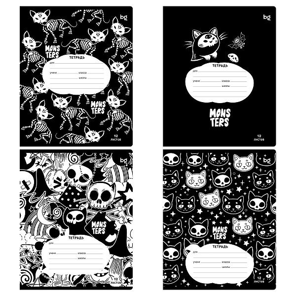 Тетрадь 12л., клетка BG "Monsters", выб.лак
