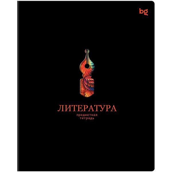 Тетрадь предметная 48л. BG "Информационное поле" - Литература, soft-touch ламинация, выб. лак