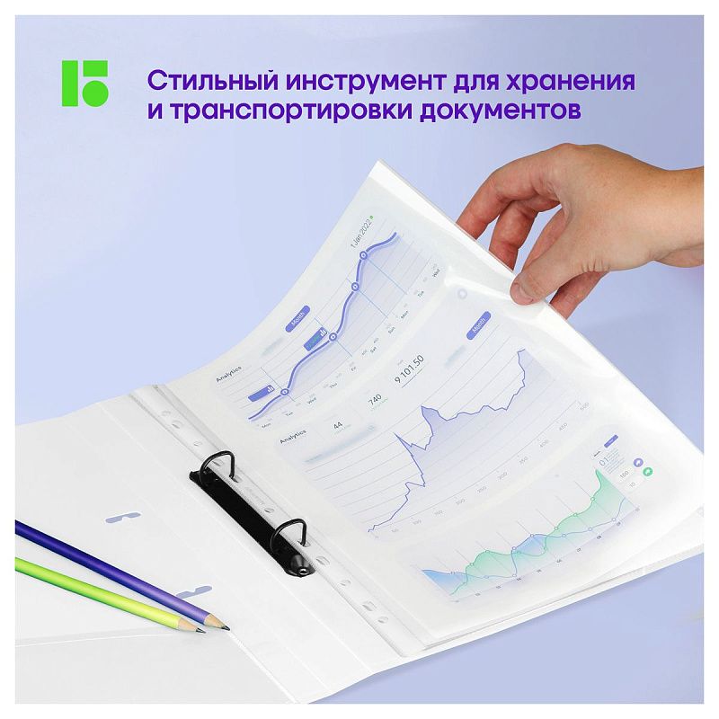 Папка на 2 кольцах Berlingo "DoubleWhite", 24мм, 1000мкм, белая, D-кольца, с внутр. карманом 