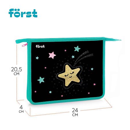 Папка для тетрадей 1 отделение, А5 Först "Stars", 240*205*40мм, пластик, на молнии 