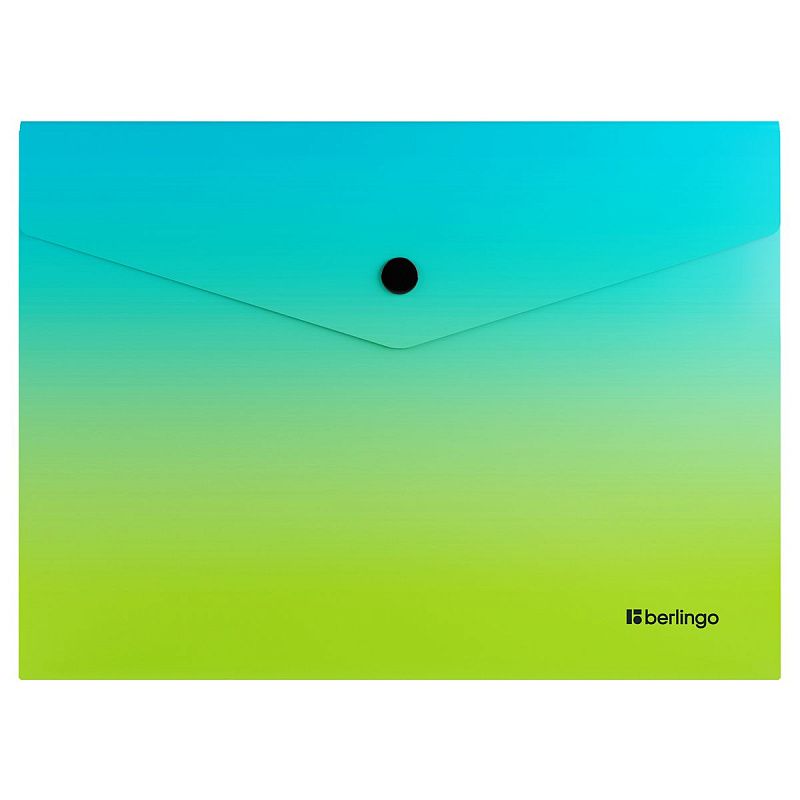 Папка-конверт на кнопке Berlingo "Radiance", А5, 180мкм, голубой/зеленый градиент