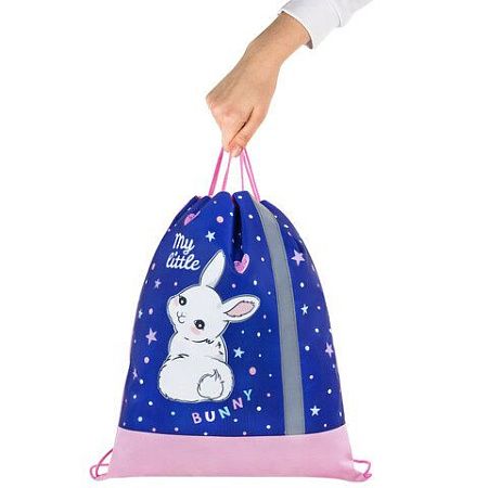 Мешок для обуви ЮНЛАНДИЯ, плотный, светоотражающая полоса, 46х36 см, "Fluffy tail", 272409 
