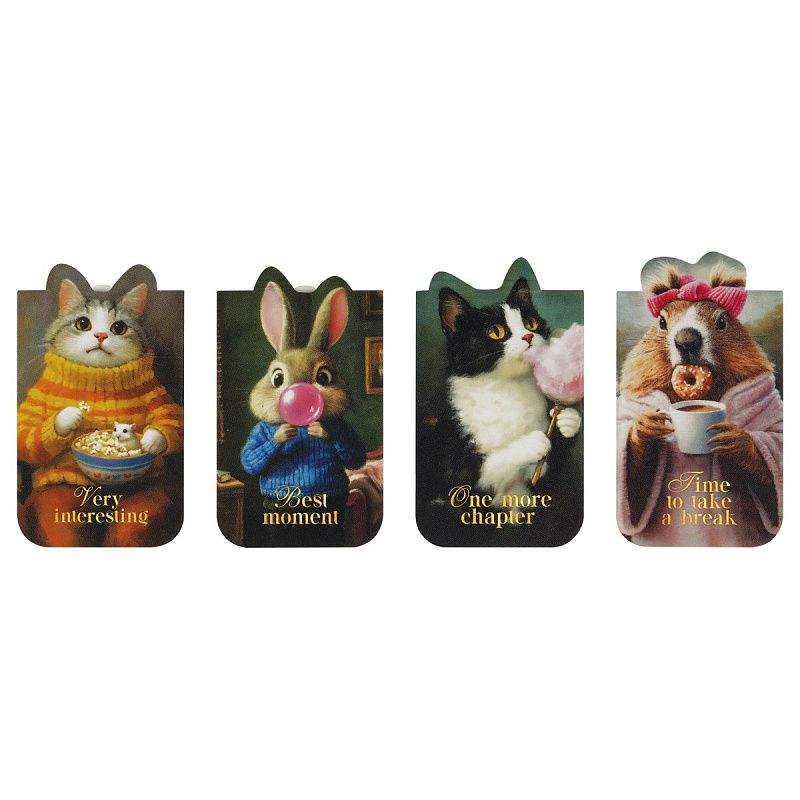 Закладки магнитные для книг, 4шт., MESHU "Аристократы", матовая ламинация, фольга 