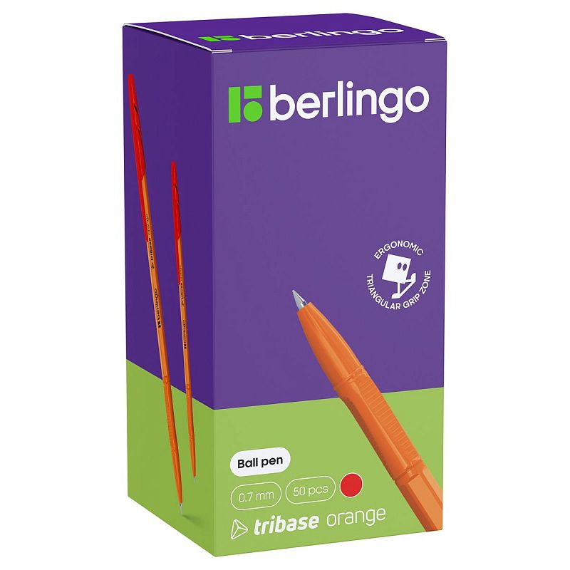Ручка шариковая Berlingo "Tribase Orange" красная, 0,7мм 
