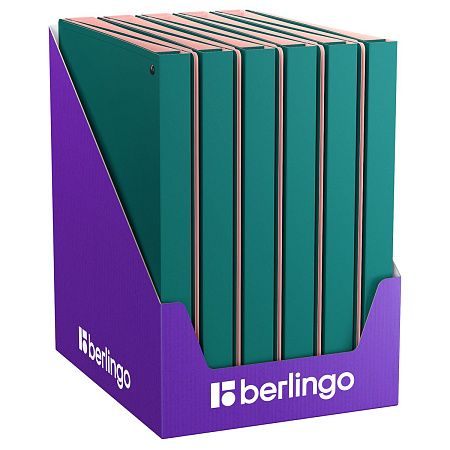 Папка на 4 кольцах Berlingo "Soft Touch Pro" A4, 25мм, 700мкм, D-кольца, с внутр. карманом, зеленая, внутр. розовая, софт-тач 