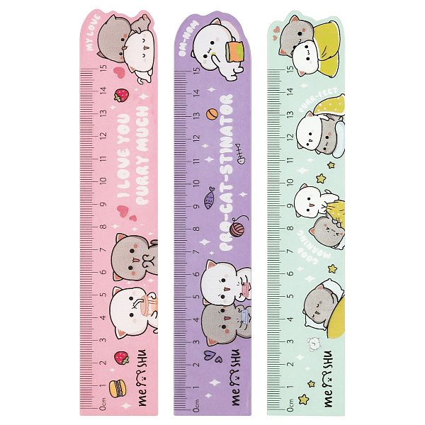 Линейка 15см MESHU "Сute Kittens", деревянная,  ассорти, европодвес