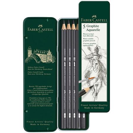 Набор карандашей ч/г акварельных Faber-Castell "Graphite Aquarelle", 5шт., HB-8B, заточ., метал. короб